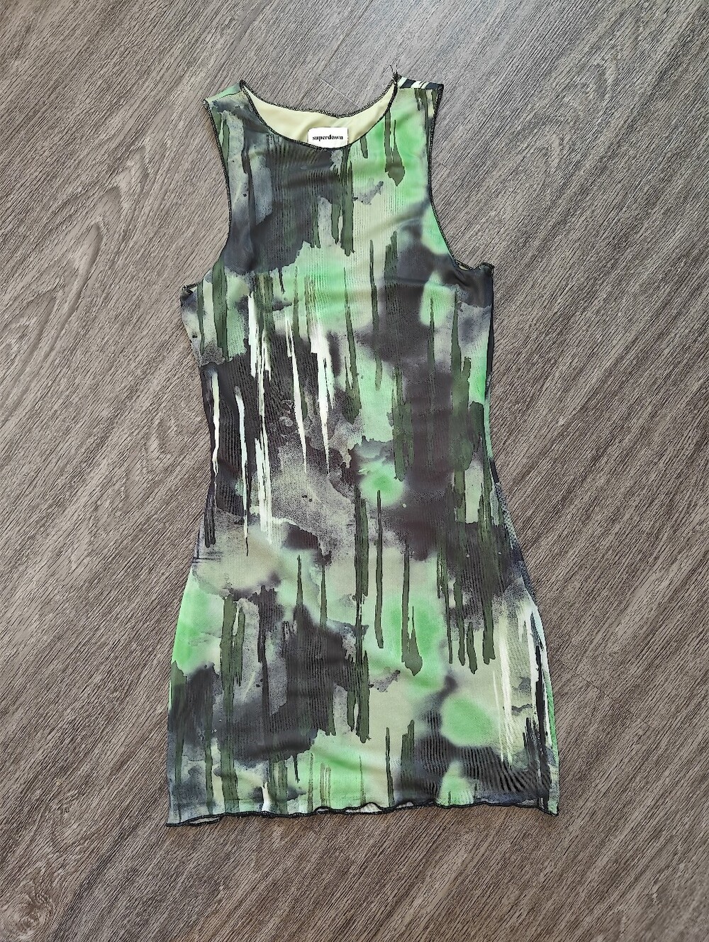 Superdown Diana Tank Mini Dress - Green and Black Abstract Bodycon Dress